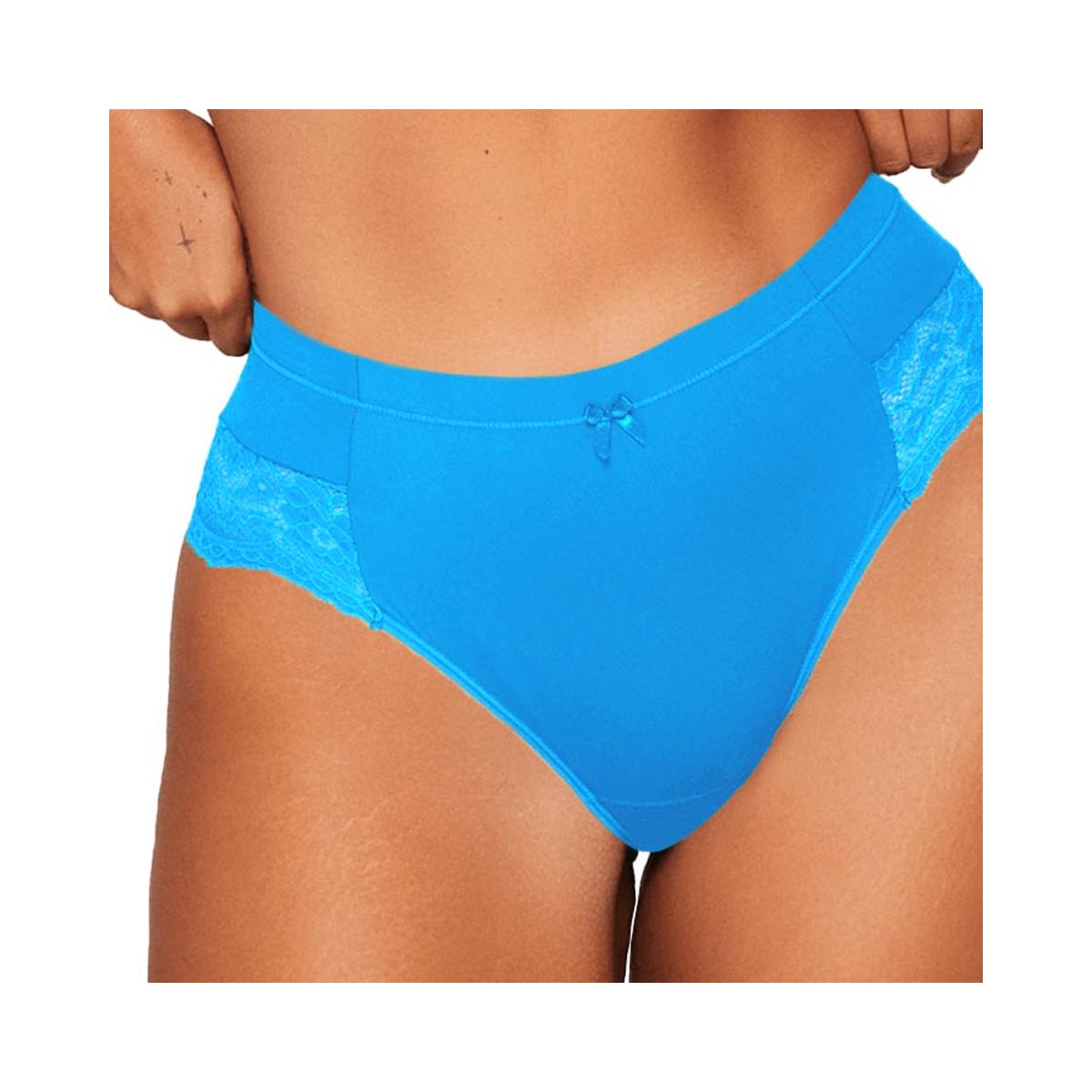 Calcinha Liebe Larga Em Microfibra Com Renda 701502 Blue