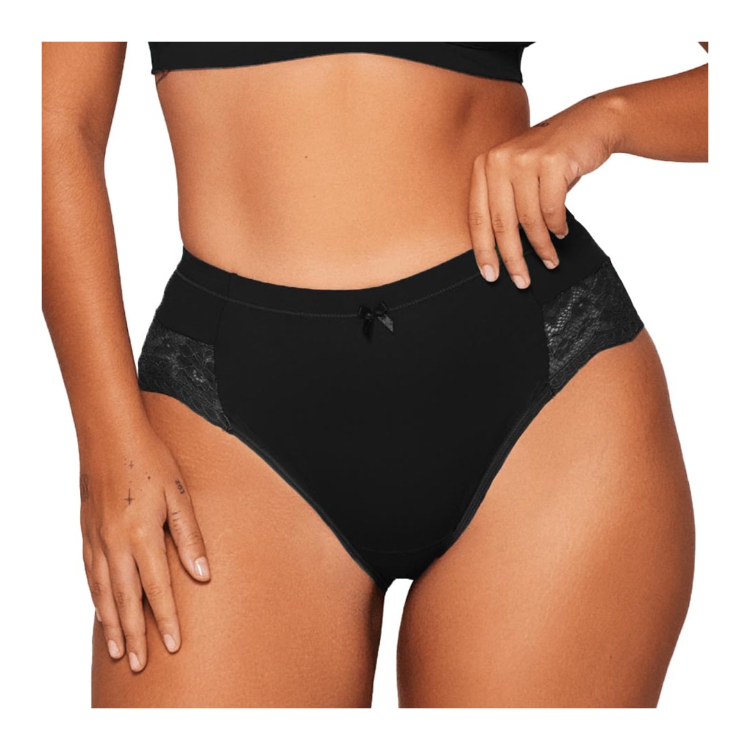Calcinha Liebe Larga Em Microfibra Com Renda 701502 Preto Calcinha Liebe Larga Em Microfibra Com Renda 701502 Preto