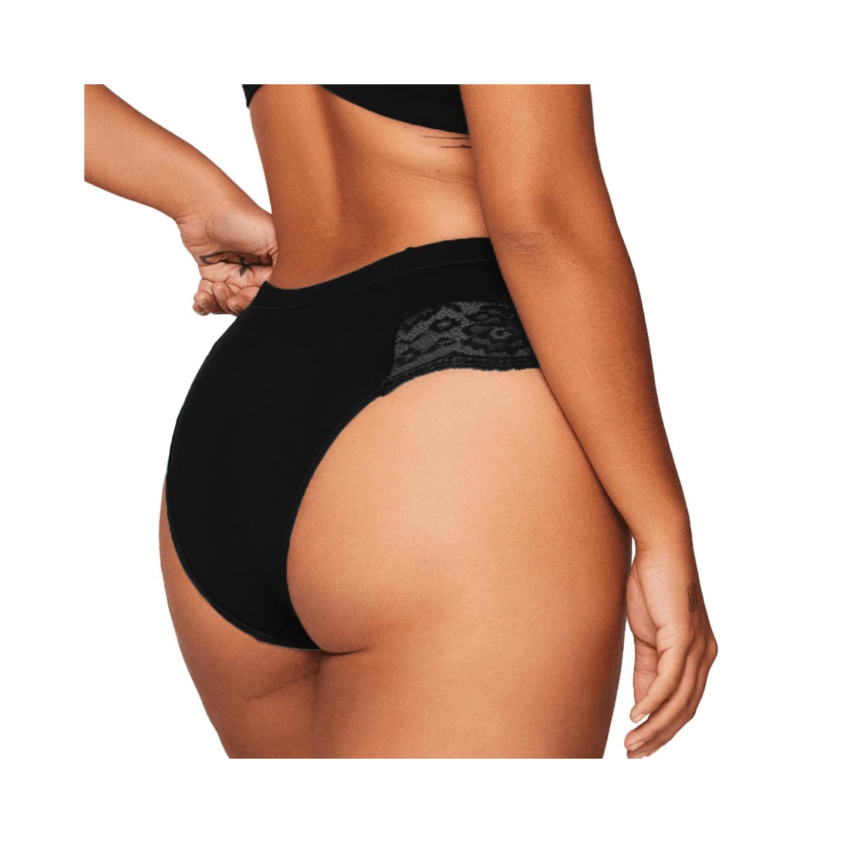 Calcinha Liebe Larga Em Microfibra Com Renda 701502 Preto