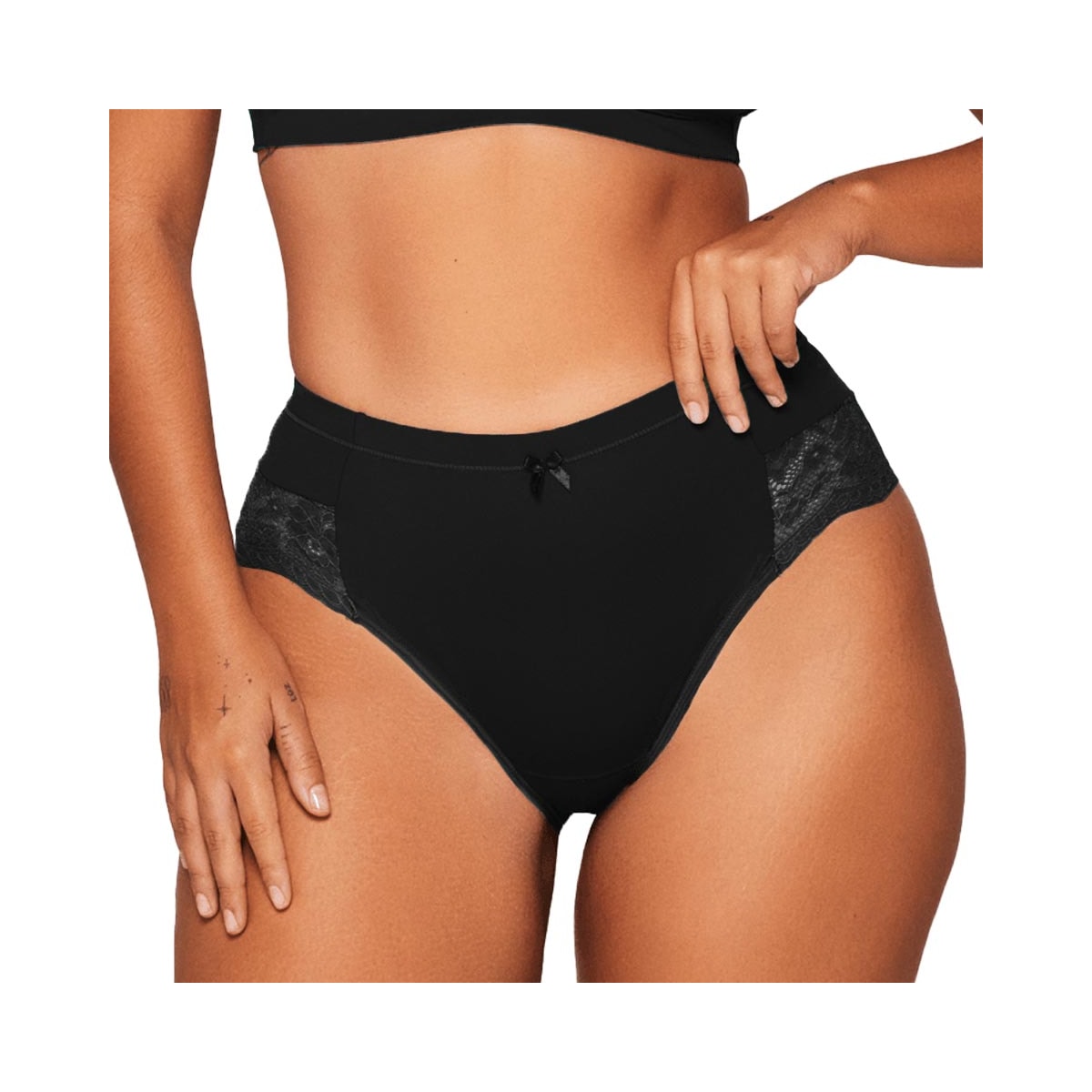 Calcinha Liebe Larga Em Microfibra Com Renda 701502 Preto Calcinha Liebe Larga Em Microfibra Com Renda 701502 Preto