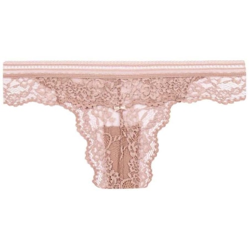 Calcinha Liebe Tanga Nude Renda 501016 Chocolate