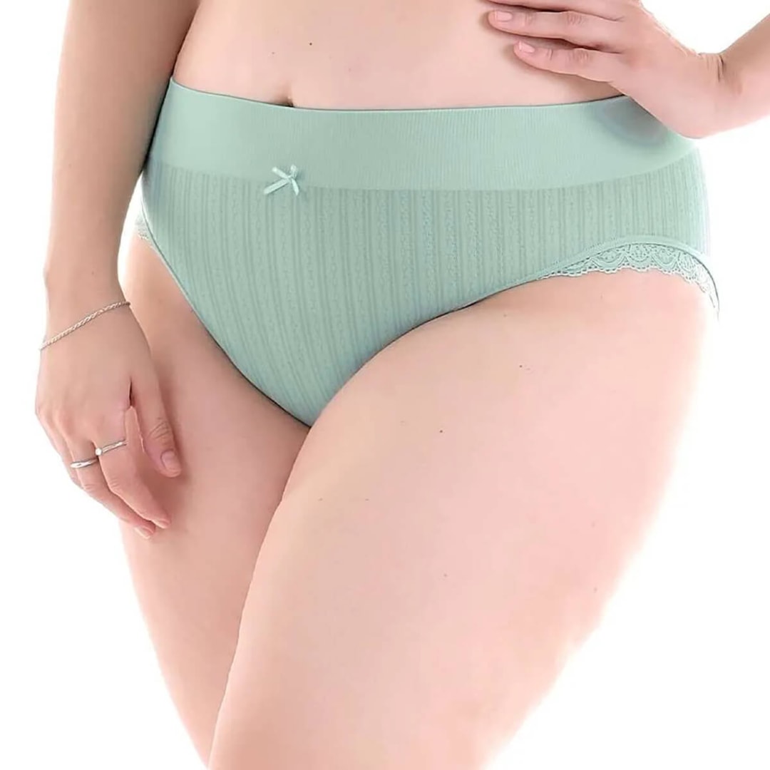 Calcinha Zee Rucci Anatômica Com Renda Sem Costura Zr0203 V03 Verde Claro
