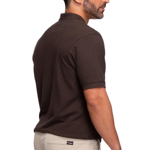 Detalhe - Camisa Dockston Polo Masculina 7805 Black Marrom