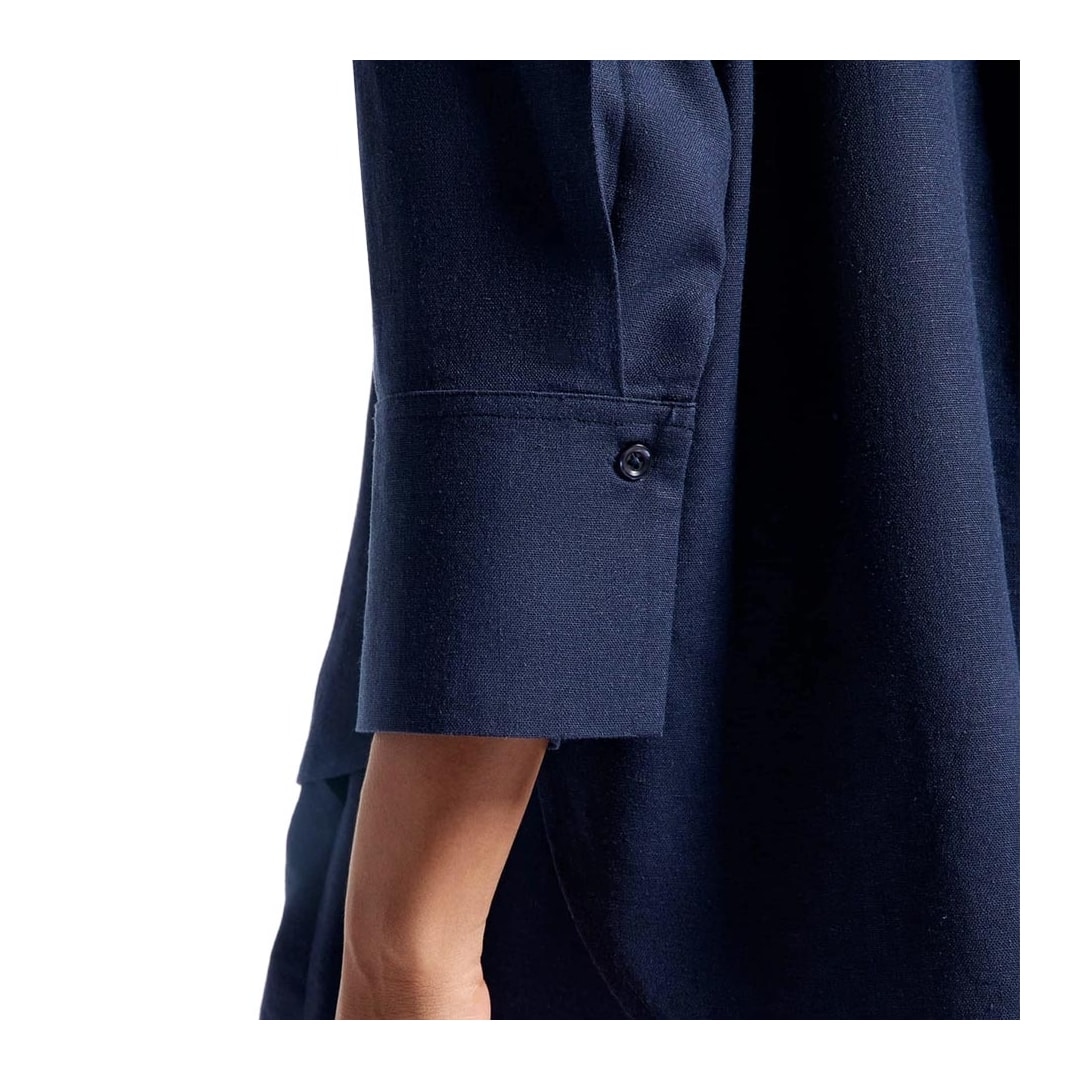 Camisa Hering Feminina Manga 3/4 Com Linho K5v9 Azul Marinho