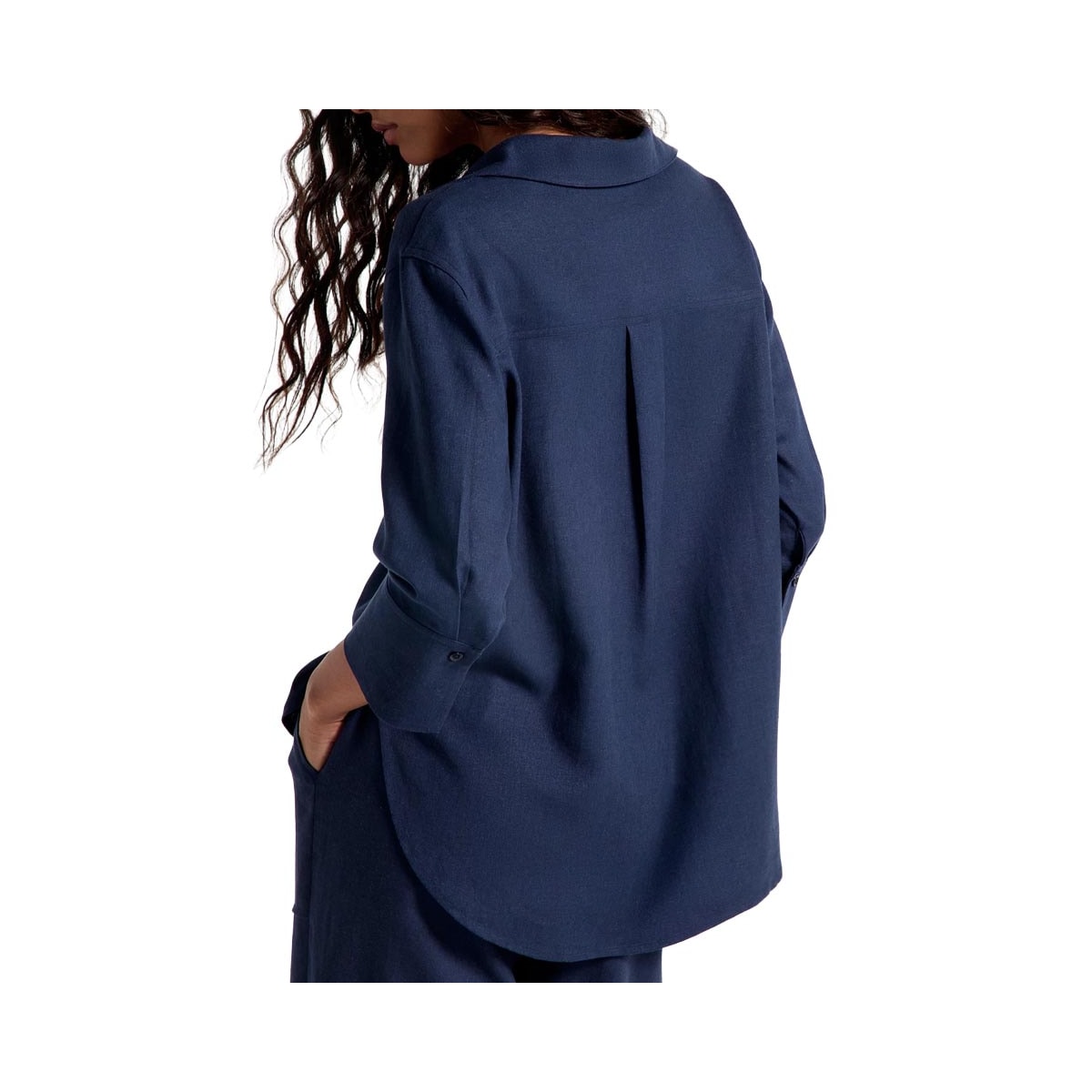 Camisa Hering Feminina Manga 3/4 Com Linho K5v9 Azul Marinho Camisa Hering Feminina Manga 3/4 Com Linho K5v9 Azul Marinho