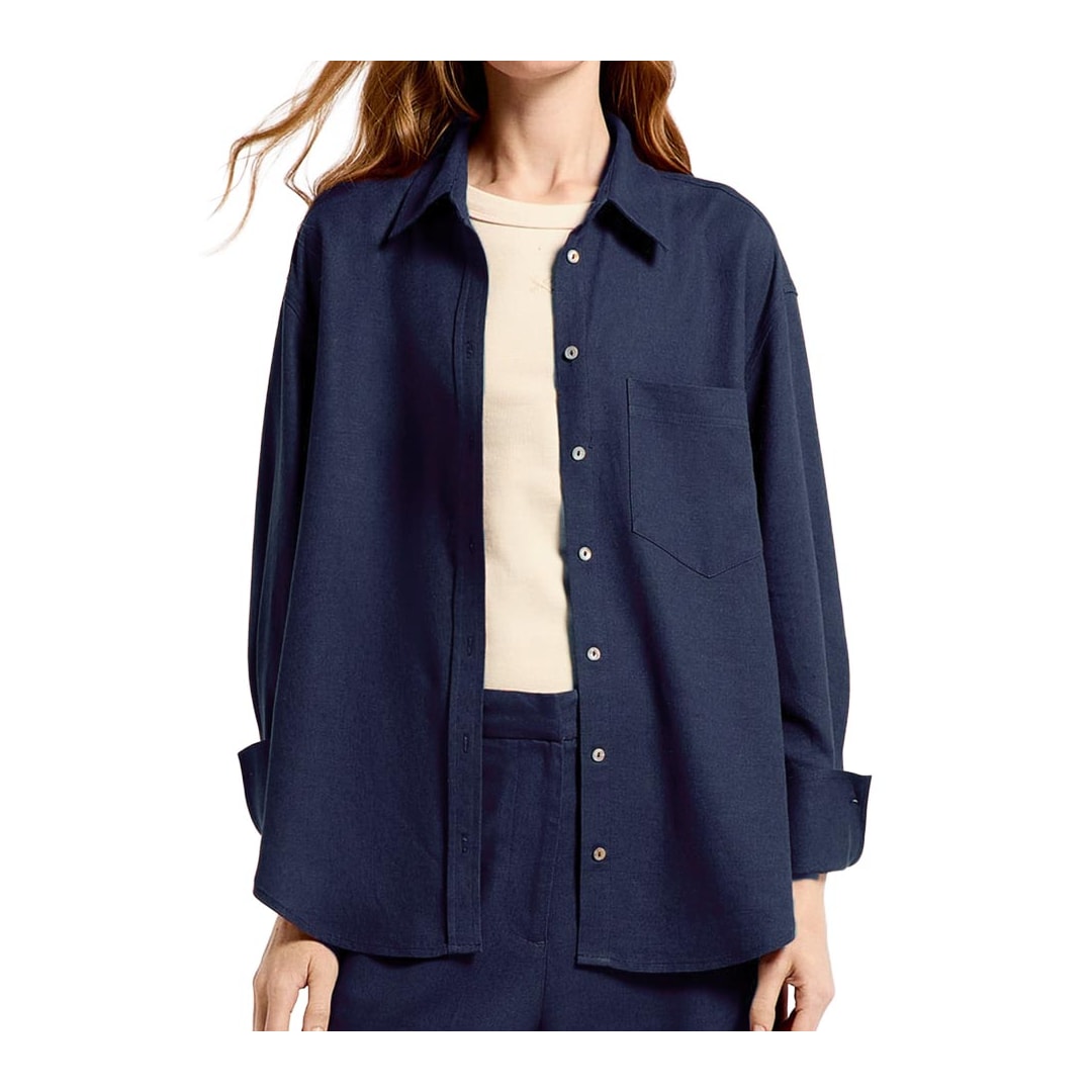Camisa Hering Feminina Manga Longa Oversized K6BV Azul Marinho Camisa Hering Feminina Manga Longa Oversized K6BV Azul Marinho