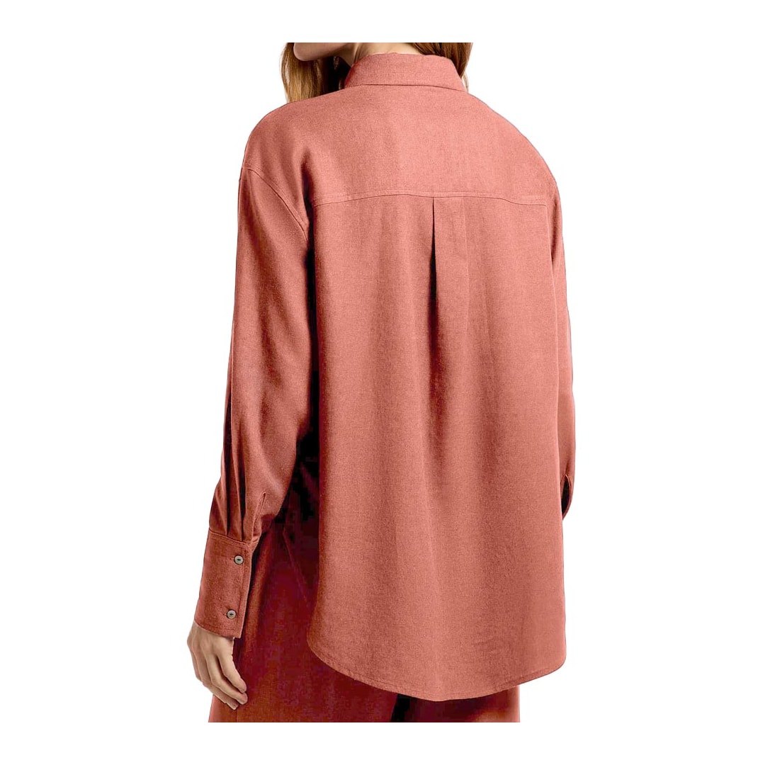 Camisa Hering Feminina Manga Longa Oversized K6BV Goiaba