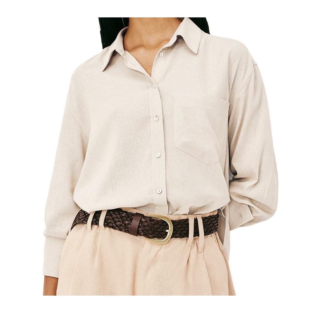 Camisa Hering Feminina Manga Longa Oversized K6BV Off White Camisa Hering Feminina Manga Longa Oversized K6BV Off White