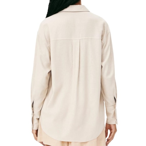 Detalhe - Camisa Hering Feminina Manga Longa Oversized K6BV Off White