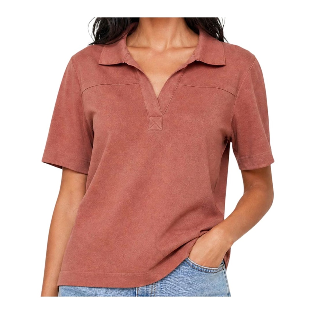 Camisa Hering Feminina Meia Manga Viscolinho K6VG Goiaba Camisa Hering Feminina Meia Manga Viscolinho K6VG Goiaba