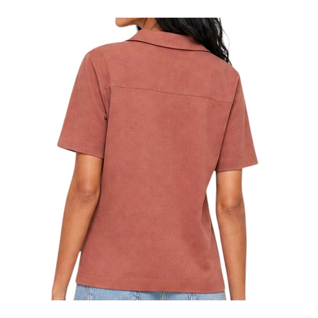 Camisa Hering Feminina Meia Manga Viscolinho K6VG Goiaba