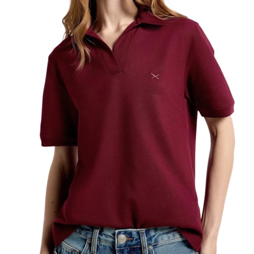 Camisa Hering Polo Feminina Malha Piquet 4H7h Bordo