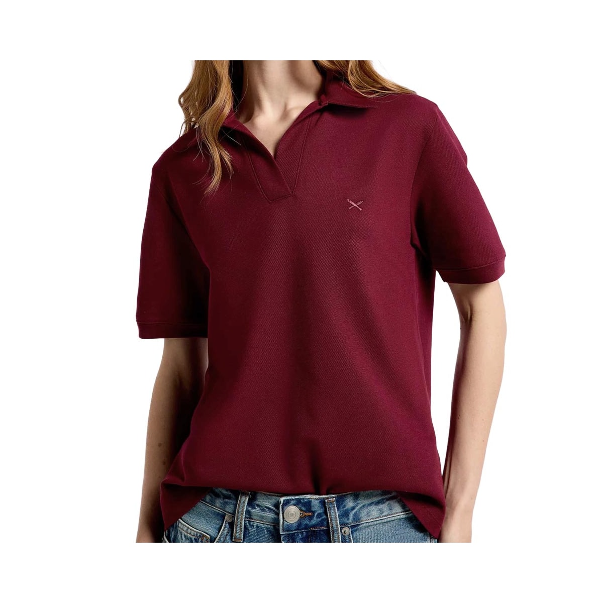 Camisa Hering Polo Feminina Malha Piquet 4H7h Bordo