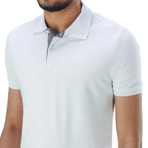Detalhe - Camisa Ogochi Polo Masc Mm 83% Algodao 7001001 Branco