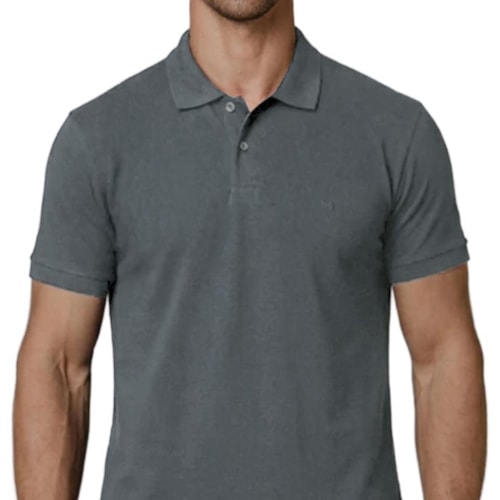 Detalhe - Camisa Podium Polo Sem Bolso Pc1497 Chumbo