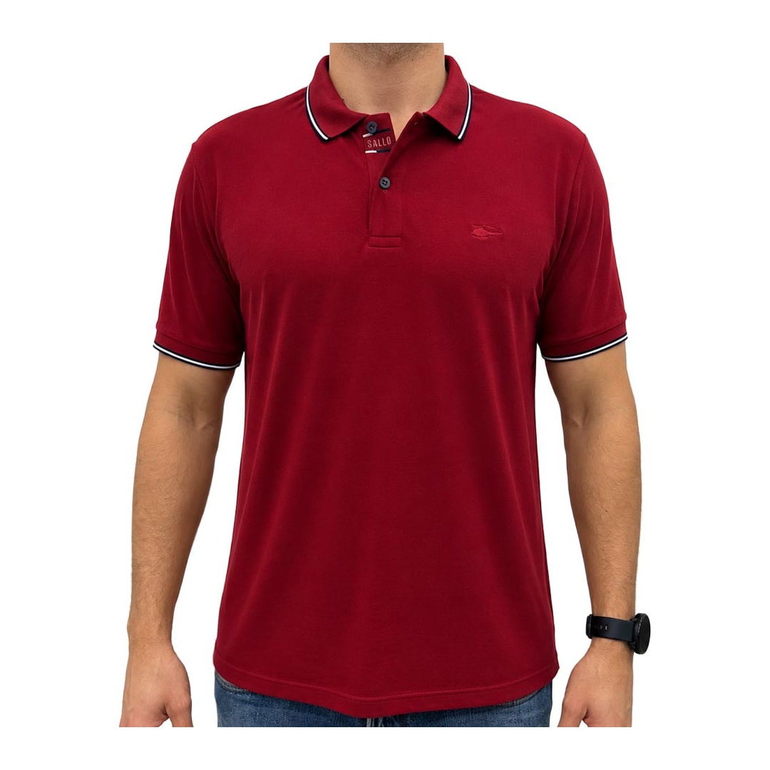 Camisa Sallo Polo Piquet Pérgula 00021 Vinho Tinto