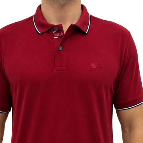 Detalhe - Camisa Sallo Polo Piquet Pérgula 00021 Vinho Tinto