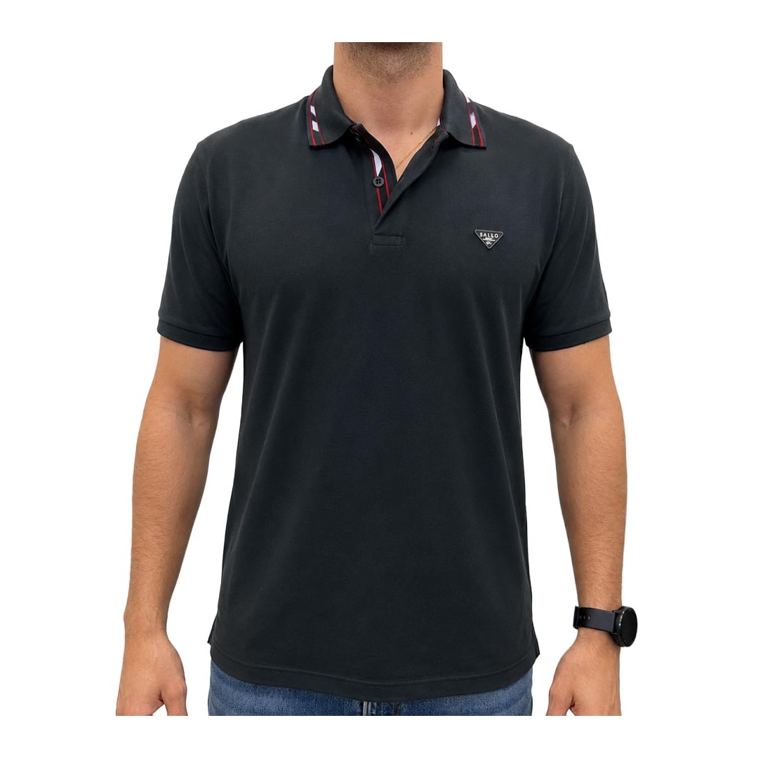 Camisa Sallo Polo Piquet Pérgula 10300013 Chumbo Dark