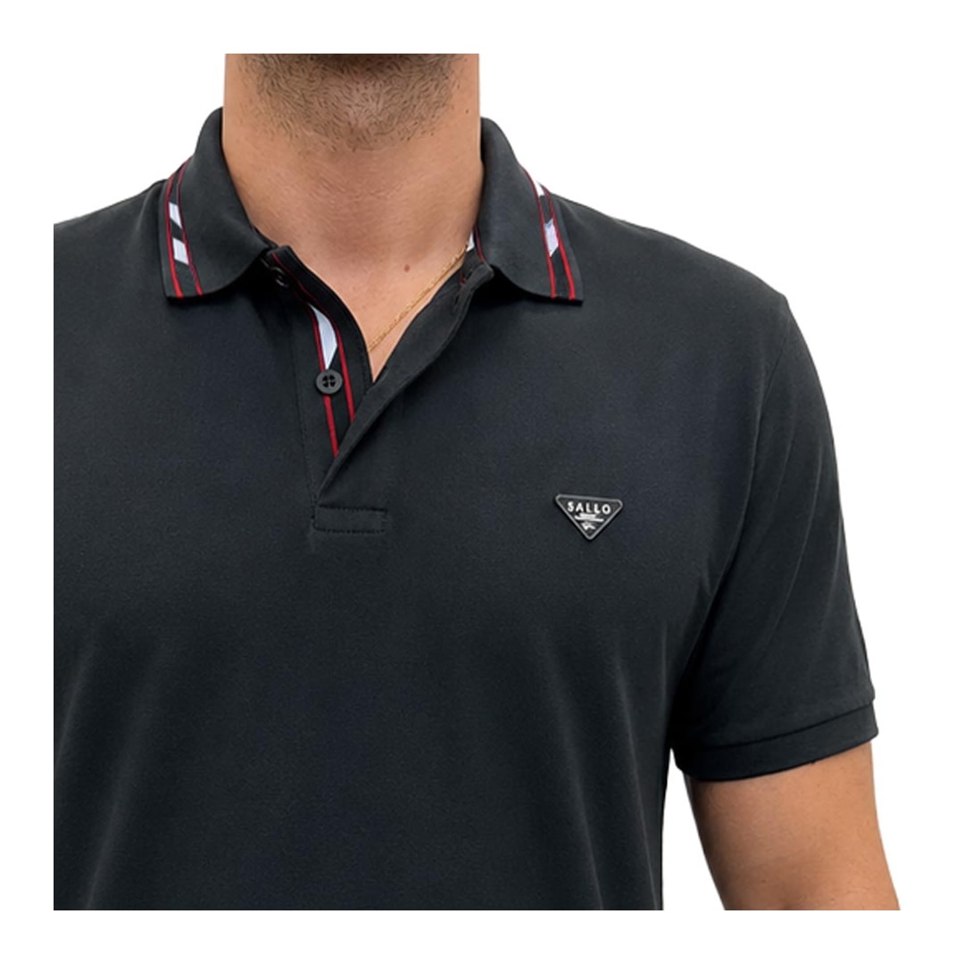 Camisa Sallo Polo Piquet Pérgula 10300013 Chumbo Dark