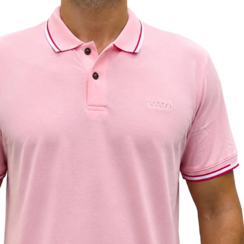 Detalhe - Camisa Sallo Polo Piquet Pérgula 10308381 Rosa Millenial