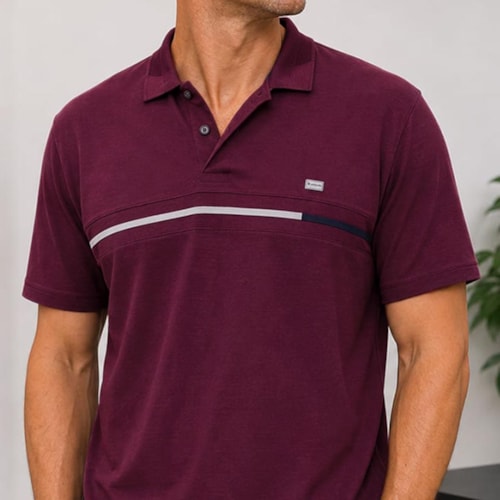 Detalhe - Camisa Sallo Polo Sem Bolso 0007 Marsala