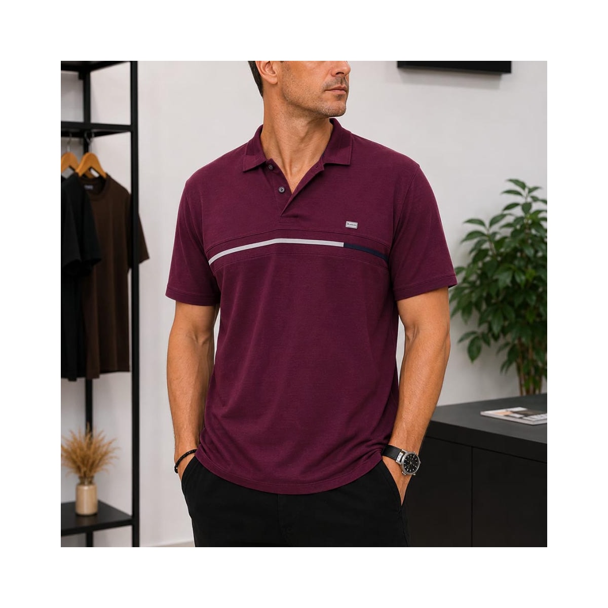 Camisa Sallo Polo Sem Bolso 0007 Marsala