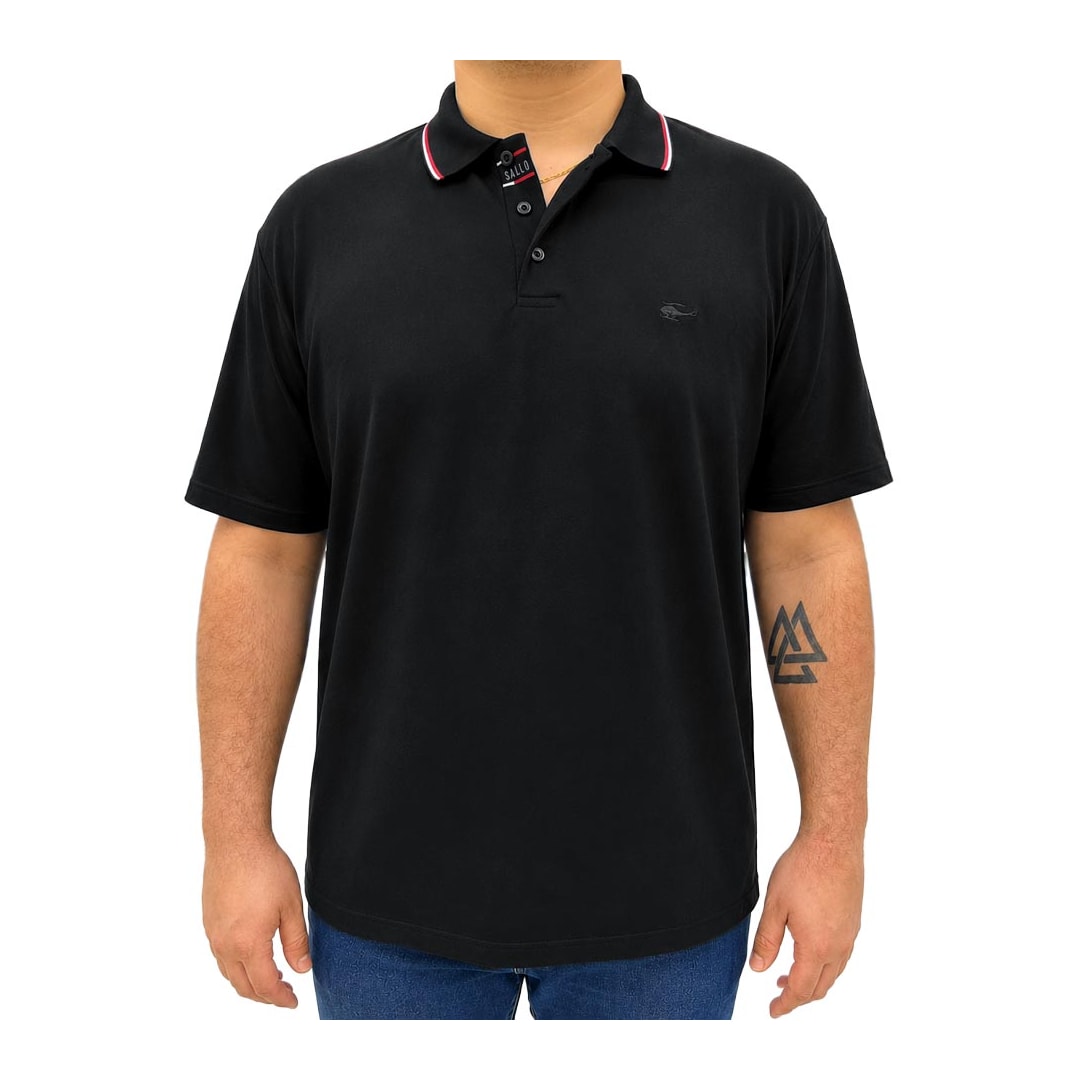 Camisa Sallo Polo Sem Bolso 0021 Plus Preto Camisa Sallo Polo Sem Bolso 0021 Plus Preto