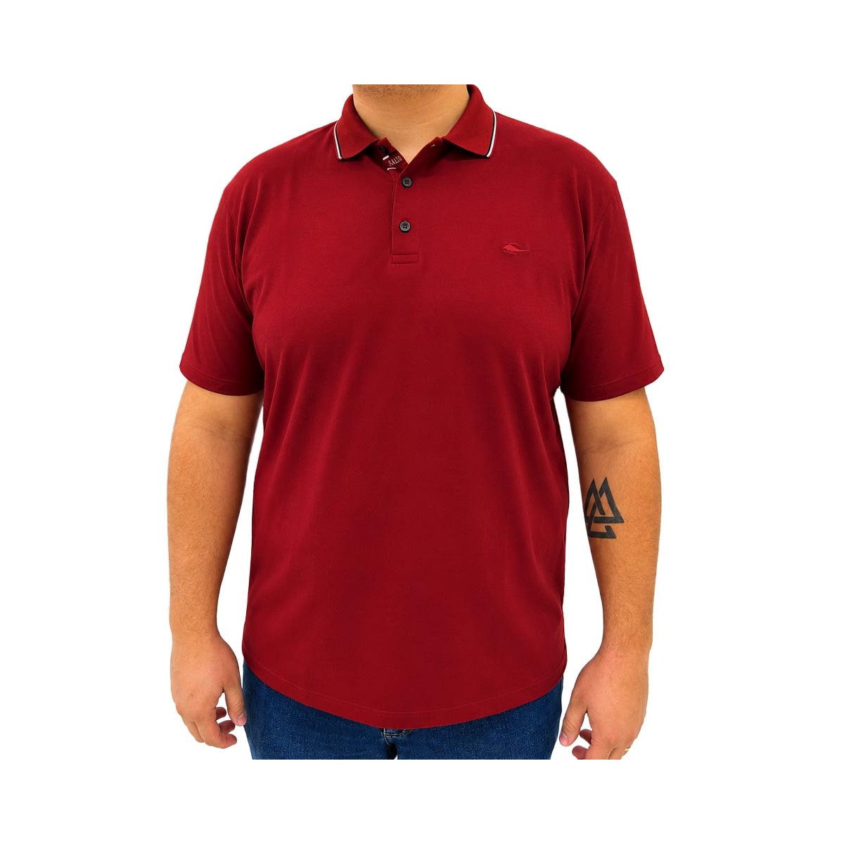 Camisa Sallo Polo Sem Bolso 0021 Plus Vinho Tinto Camisa Sallo Polo Sem Bolso 0021 Plus Vinho Tinto