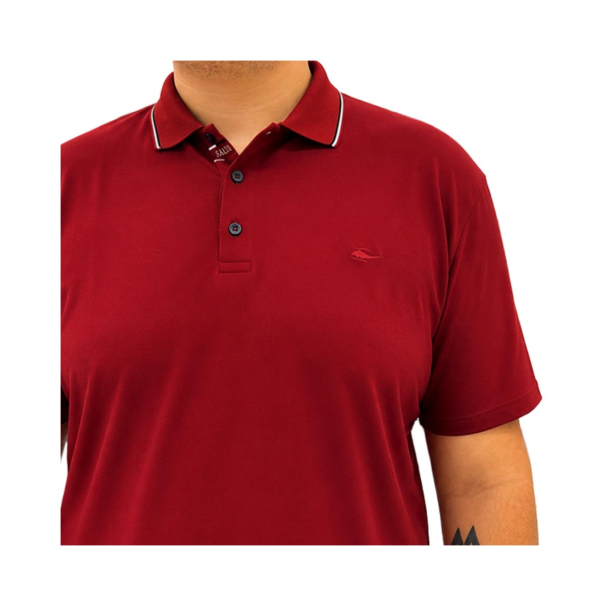 Camisa Sallo Polo Sem Bolso 0021 Plus Vinho Tinto Camisa Sallo Polo Sem Bolso 0021 Plus Vinho Tinto