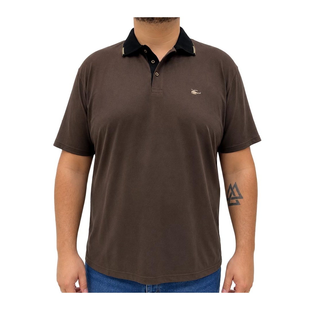 Camisa Sallo Polo Sem Bolso 0029 Plus Expresso Marrom Camisa Sallo Polo Sem Bolso 0029 Plus Expresso Marrom