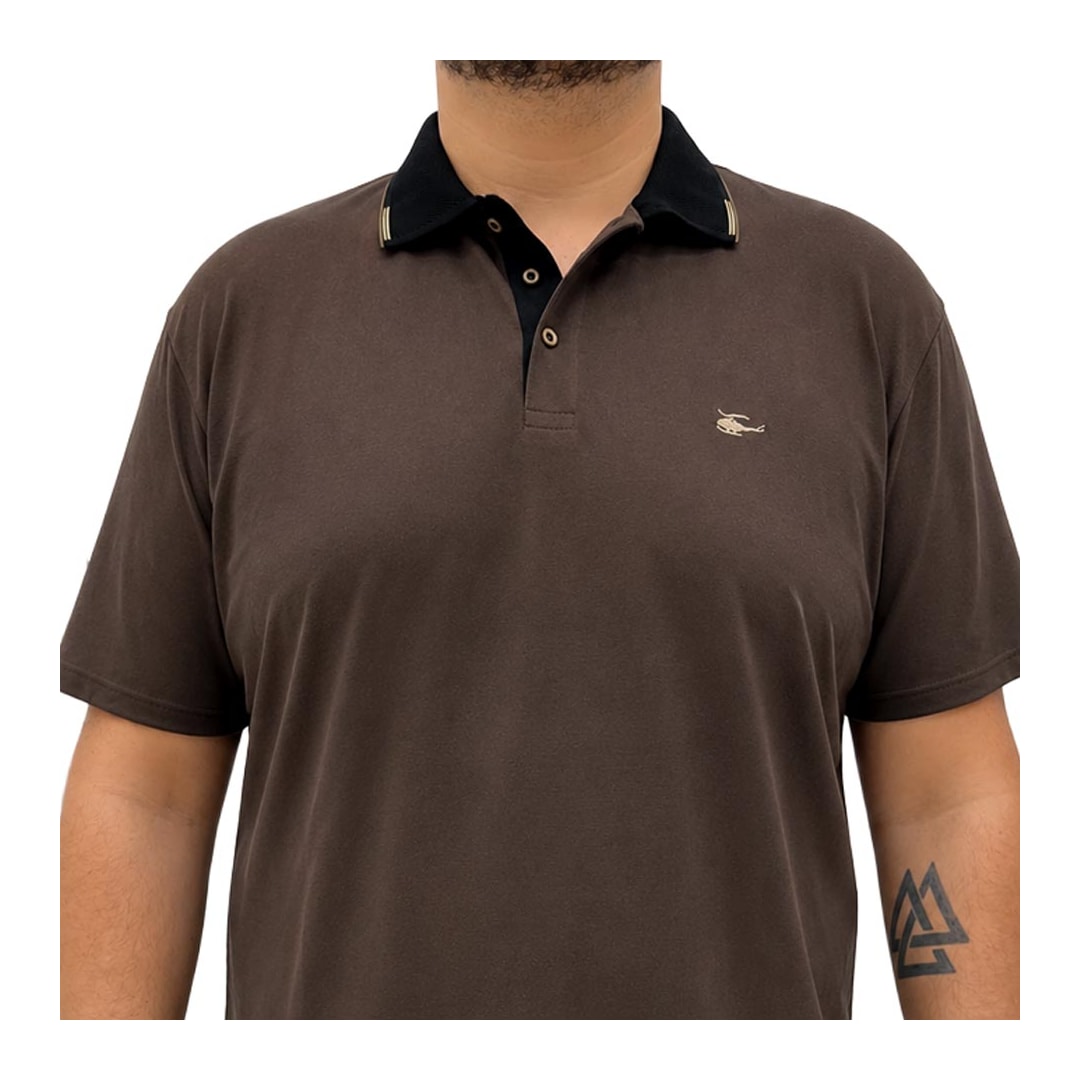 Camisa Sallo Polo Sem Bolso 0029 Plus Expresso Marrom