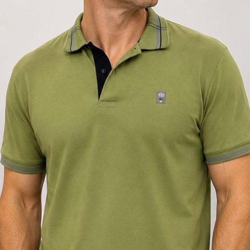 Detalhe - Camisa Sallo Polo Sem Bolso 0060 Verde Cipo
