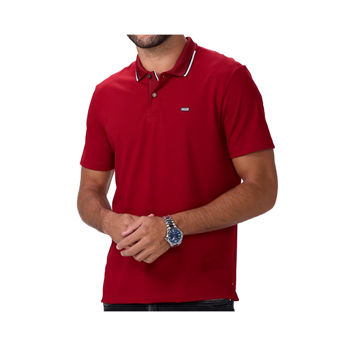 Camisa Sallo Polo Sem Bolso 10108238 Vinho Tinto Camisa Sallo Polo Sem Bolso 10108238 Vinho Tinto