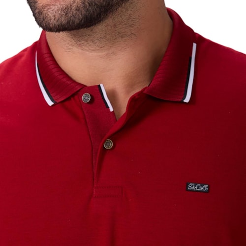 Detalhe - Camisa Sallo Polo Sem Bolso 10108238 Vinho Tinto