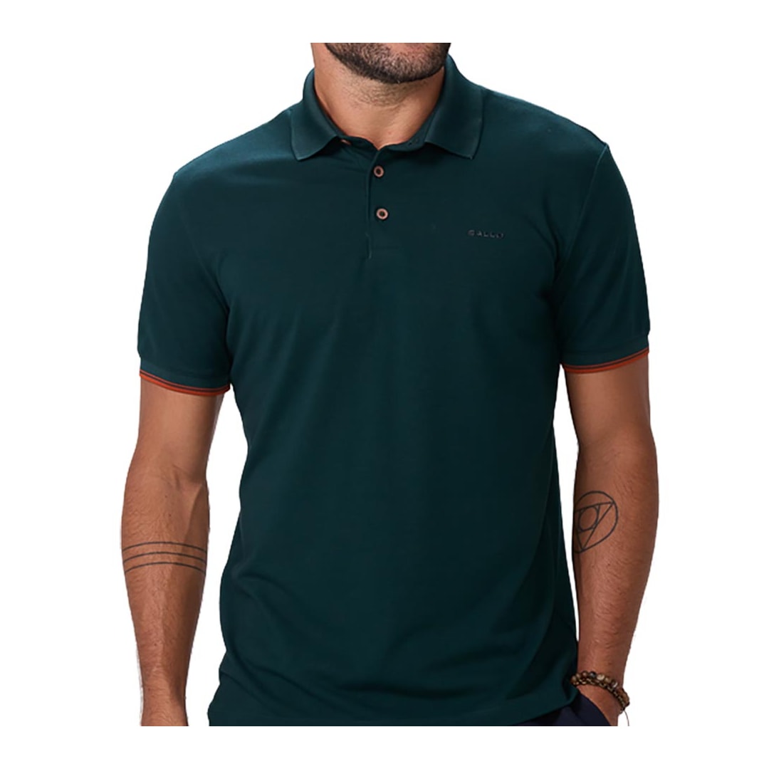 Camisa Sallo Polo Sem Bolso 8321 Verde Escuro Camisa Sallo Polo Sem Bolso 8321 Verde Escuro