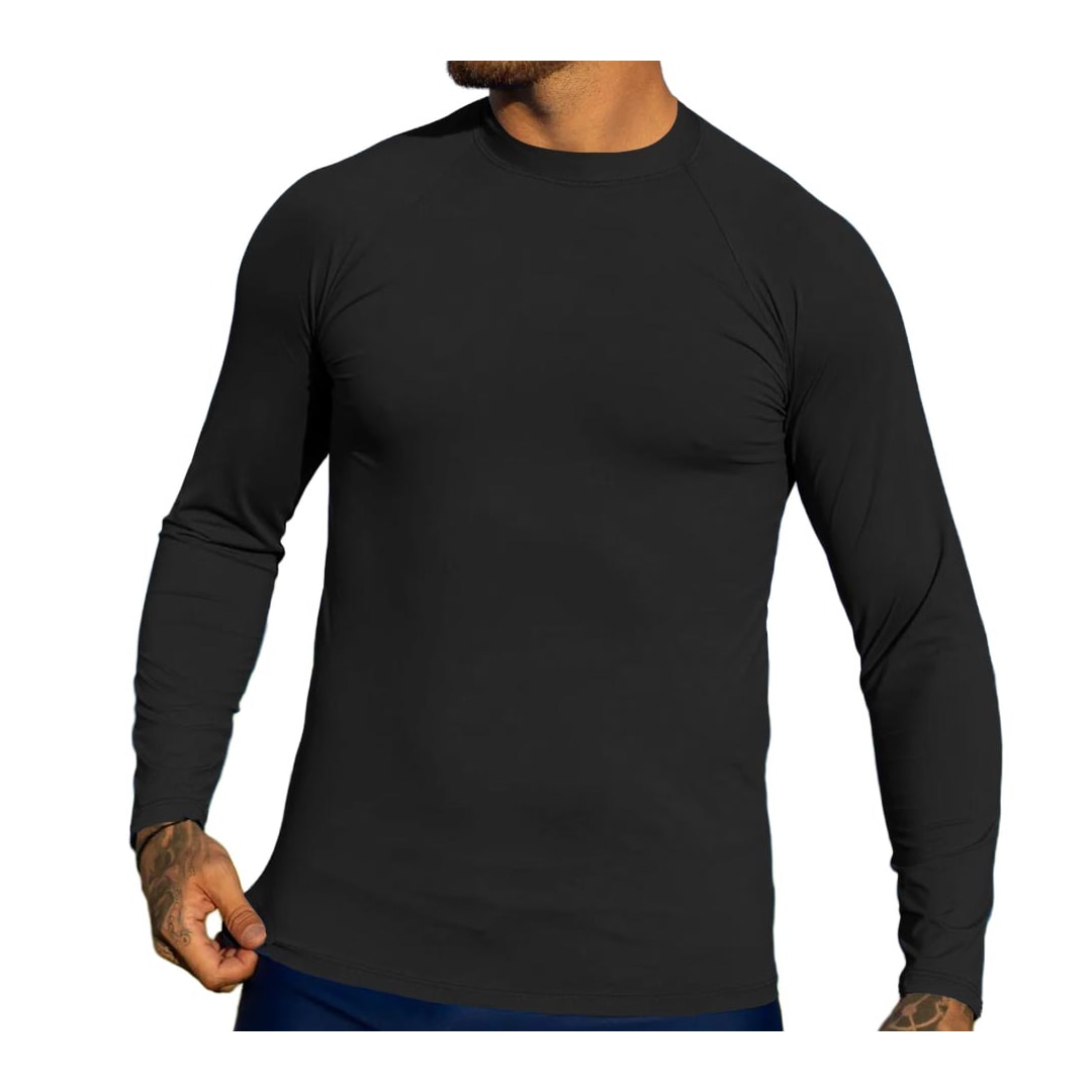 Camiseta Beira Amar Rio Manga Longa Uv50+ 600 Plus Preto