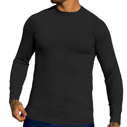 Camiseta Beira Amar Rio Manga Longa Uv50+ 600 Plus Preto