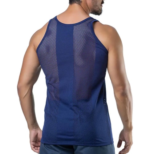 Detalhe - Camiseta Elite Regata Masculina Quality 25286 Marinho