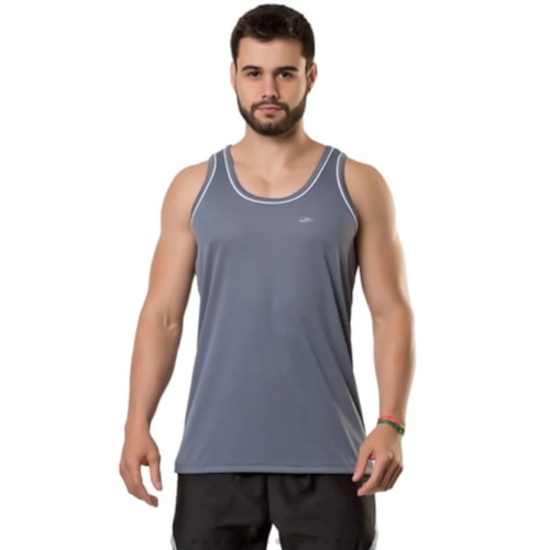 Camiseta Elite Regata Masculina Quality 25441 Cinza/Branco