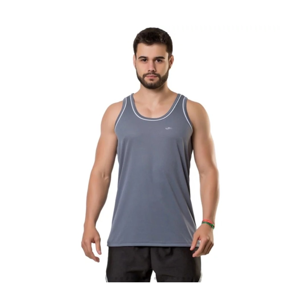 Camiseta Elite Regata Masculina Quality 25441 Cinza/Branco