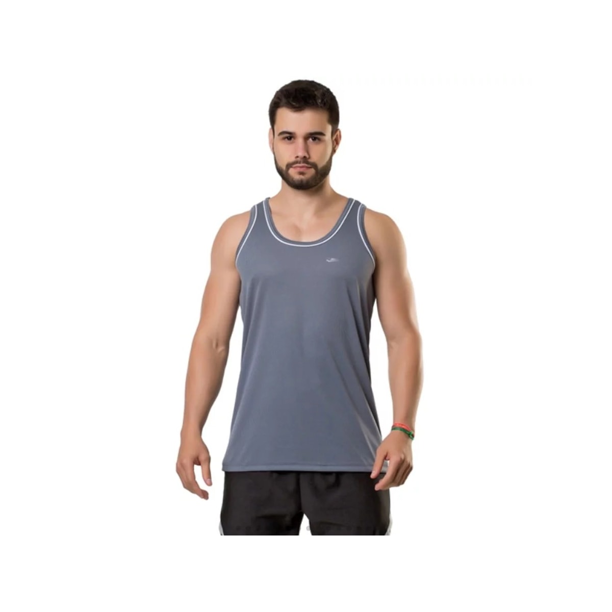 Camiseta Elite Regata Masculina Quality 25441 Cinza/Branco Camiseta Elite Regata Masculina Quality 25441 Cinza/Branco