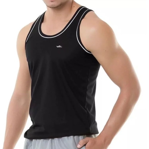 Camiseta Elite Regata Masculina Quality 25441 Preto/Branco