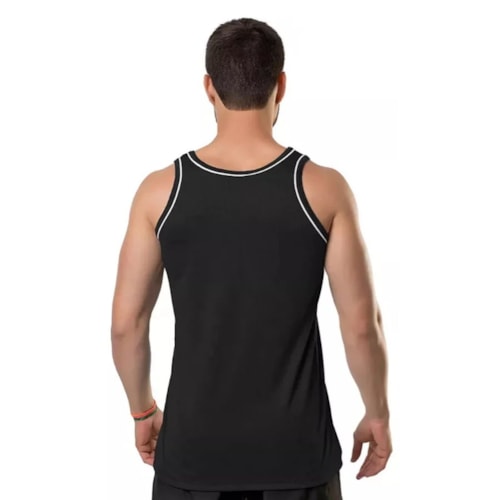 Detalhe - Camiseta Elite Regata Masculina Quality 25441 Preto/Branco