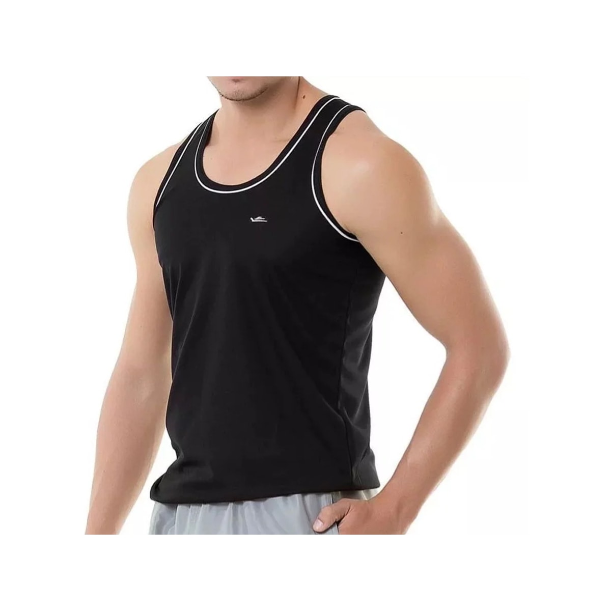Camiseta Elite Regata Masculina Quality 25441 Preto/Branco Camiseta Elite Regata Masculina Quality 25441 Preto/Branco