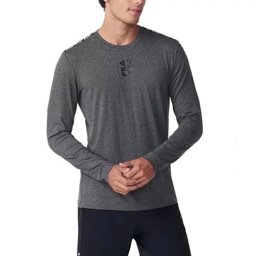 Detalhe - Camiseta Fila Masculina Comfort Tape M/L F11at265 Mescla Escuro