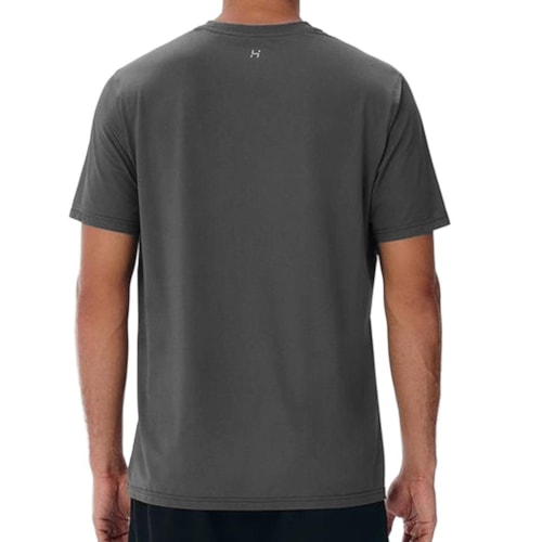 Detalhe - Camiseta Hering Dry Masculina Scot Cinza Grafite