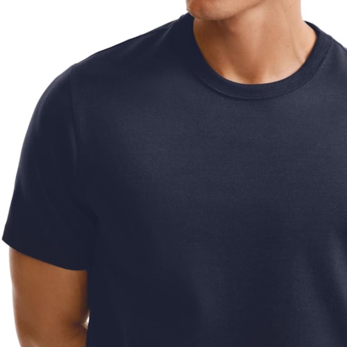 Detalhe - Camiseta Hering Masculina Básica Brasil 49FP Marinho