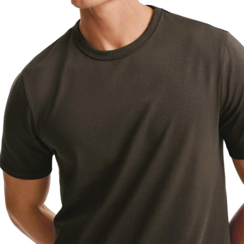 Detalhe - Camiseta Hering Masculina Básica Brasil 49Fp Marrom