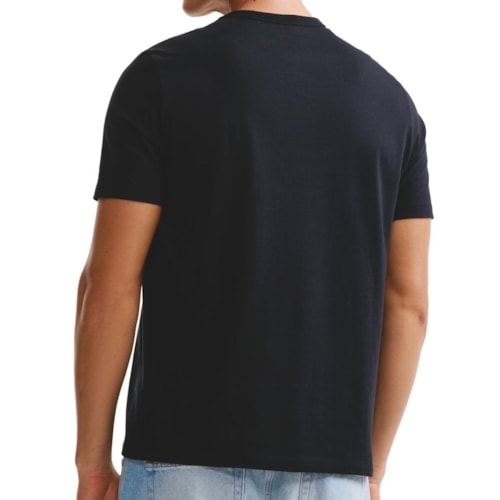Detalhe - Camiseta Hering Masculina Básica Brasil 49Fp Preto