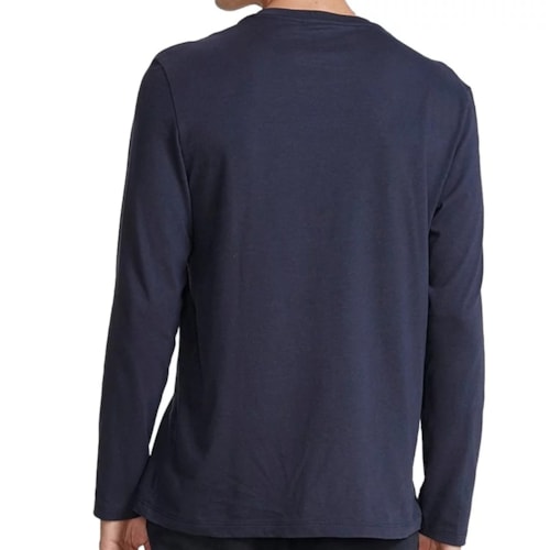 Detalhe - Camiseta Hering Masculina Manga Longa 022d Noturno